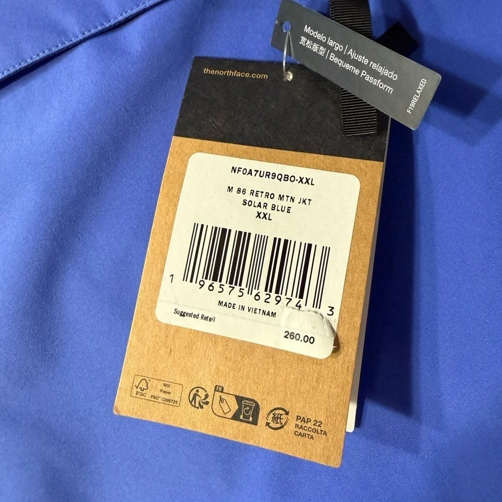 Men’s North Face M 86 Retro MTN Jacket in Solar Blue - Size 2XL - NWT